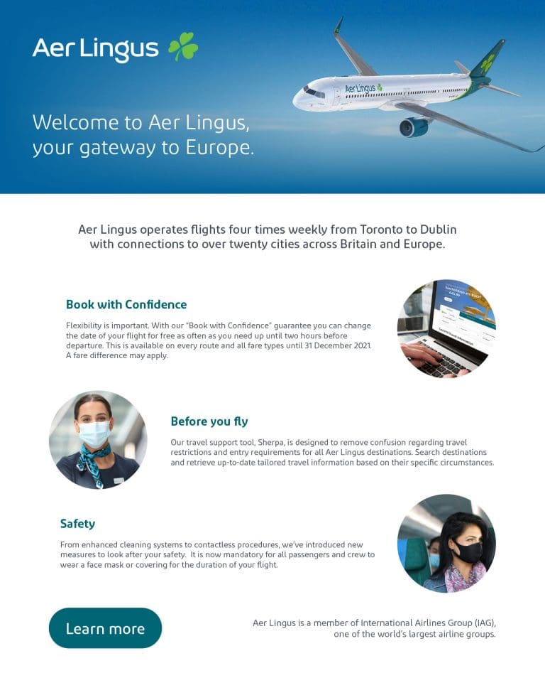 to Aer Lingus, your gateway to Europe Travel CourierTravel